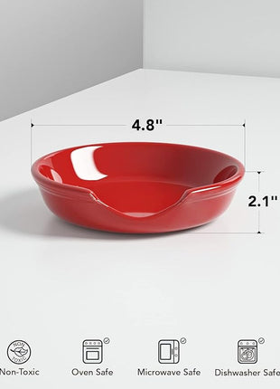 LE TAUCI Ceramic Spoon Rest, 4.8 Inch Spoon Rest for Stove Top, Spoon Holder for Kitchen Counter, Coffee Spoon rest, Utensil Rest for Cooking, Set of 4, Red