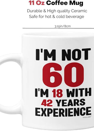 Vivulla68 60th Birthday Coffee Mug - Fabulous 1965 Gifts for Women and Men, Funny Gag Present for Mom, Sister, Sixty Year Old Party Cup, Drinking Mugs for Lady Turning 60 Year of Fabulous