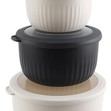 COOK WITH COLOR Prep Bowls with Lids- Wide and Deep Nesting Plastic Small Mixing Bowl Set with Lids, 12 Piece Set - Deep Bowls, Speckled Black