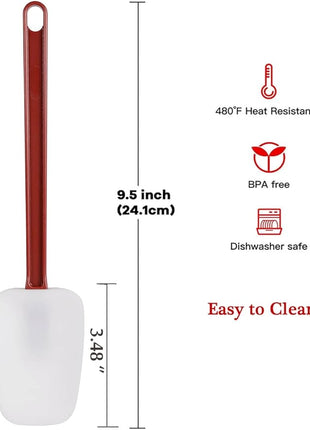 Commercial Spoonula Rubber Spatula Set, High Heat Spatula Spoon 9.5 Inches, Commercial Spatula for Cooking, Rubber Spatula Set Resistant to 500℉ (1 Scraper 9.5"+1 Spoonula 9.5")