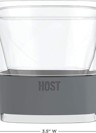 Host Whiskey Freeze Glasses, Double Old Fashioned Glasses, Chill Without Dilution for Brandy, Vodka, Gin, Rum, and Cold Brew Cocktails, Bourbon Gifts for Men, Home Bar, 9 oz, Set of 2, Grey