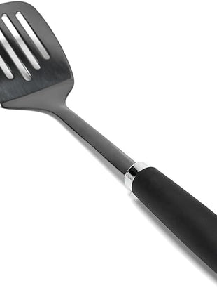 Brushed Slotted Stainless Steel Turner, Metal Spatulas for kitchen Use, Non-Slip Slotted Turner with Ergonomic Handle, Heavy Duty Cooking Utensils for Flipping Grilling Fish Eggs