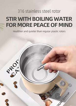 Electric Mixing Mug,Electric Stirring Coffee Mug,Coffee Mugs,Suitable for Coffee, Milk, Cocoa and Other Beverages (Cream White)