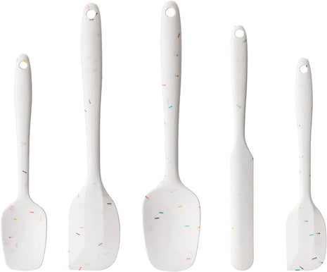 Silicone Spatula Set, 5 Piece Food Grade Rubber Spatulas for Baking, Cooking, and Mixing High Heat Resistant Non Stick Dishwasher Safe BPA-Free (Candy Color)