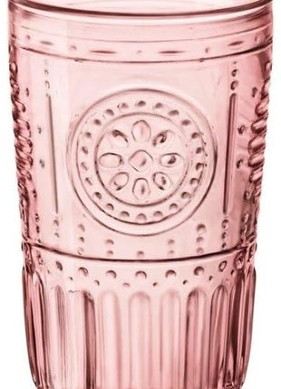 Bormioli Rocco Romantic Set Of 4 Cooler Glasses, 16 Oz. Colored Crystal Glass, Cotton Candy Pink, Made In Italy.