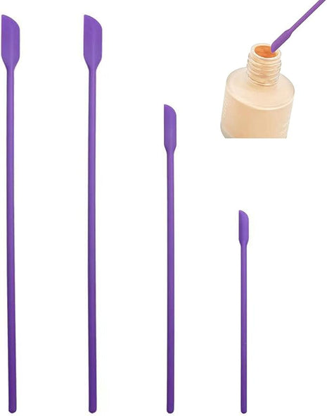 Mini Silicone Spatula Set- Small Rubber Spatula for Makeup- Thin Jar Scraper for Kitchen(4 PACK) (Purple)