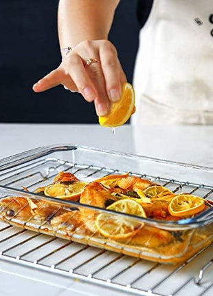 8-Piece Deep Glass Baking Dish Set with Plastic lids,Rectangular Glass Bakeware Set with Lids, Baking Pans for Lasagna, Leftovers, Cooking, Kitchen, Freezer-to-Oven and Dishwasher, Gray