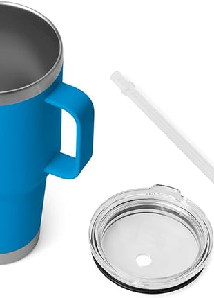 YETI Rambler 35 oz Tumbler with Handle and Straw Lid, Travel Mug Water Tumbler, Vacuum Insulated Cup with Handle, Stainless Steel, Big Wave Blue