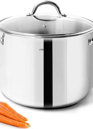 HOMICHEF Stock Pot 8 Quart with Lid Nickel Free Stainless Steel - Mirror Polished Stockpot 8 QT with Lid - HEALTHY COOKWARE Stockpots 8 Quart - Soup Pot for Induction Cooktop