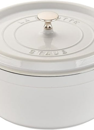 STAUB Cast Iron Dutch Oven 5.5-qt Round Cocotte, Made in France, Serves 5-6, White