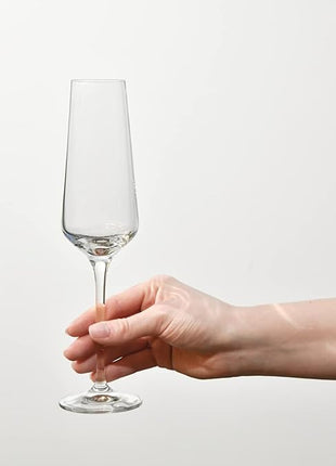 Krosno Crystal Champagne Flute Glasses, Set of 6, 6.1 oz, Avant-Garde Collection, Classic Shape for Timeless Style, Ideal for Mimosas, Prosecco, Sparkling Wine, Dishwasher Safe, Made in Europe