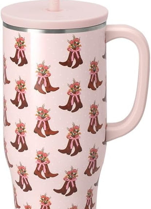 Swiglife 40oz Mega Mug, 40oz Tumbler with Handle and Straw, Extra Large Insulated Tumblers, Cup Holder Friendly Travel Mug (Cowgirl Coquette)