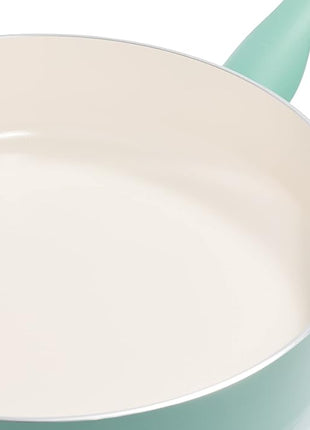 GreenPan Rio Healthy Ceramic Nonstick 5QT Saute Pan Jumbo Cooker with Helper Handle and Lid, PFAS-Free, Dishwasher Safe, Turquoise