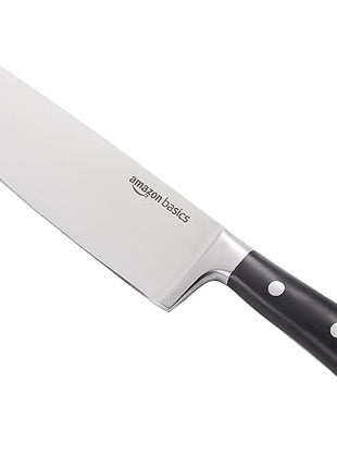Amazon Basics Classic 8-inch Full Tang Stainless Steel Chef's Knife with Three Rivets, Silver