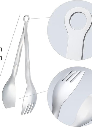 MSY BIGSUNNY 9 Inch Serving Tongs, Stainless Steel Metal Tongs for Cooking, Barbecue, Grilling, Buffet - Set of 2, Silver