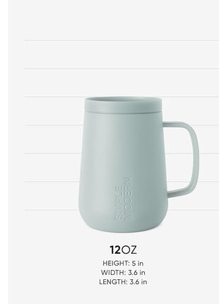 Simple Modern Voyager Signature Mug | Travel Coffee Tumbler with 360° Lid and Handle | Ceramic-Lined Insulated Stainless Steel Iced Cold Brew Cup | 12oz, Sea Glass Sage