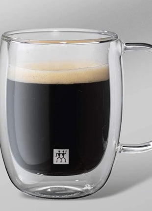ZWILLING 39500-111 Double Wall Glass Espresso Tumbler, Set of 2, 4.9 fl oz (140 ml), Insulated, Cold and Heat Retention, Double-Wall Construction, Espresso, Demitas Mug, Cup, Microwave Safe