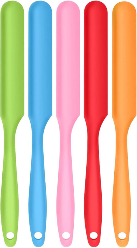 5pcs Silicone Jar Spatulas set, Cake Cream Spatulas Set, 9.8 inch Non-Stick Heat Resistant Mixing Butter Spatulas Baking Scrapers for Jars Blenders Cooking Stirring