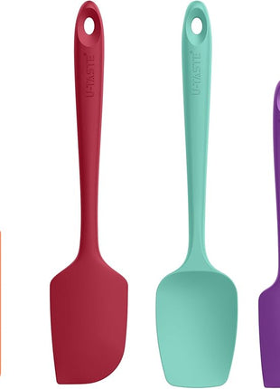 High Heat Resistant Silicone Spatula: U-Taste 600ºF Hot-Proof Food Grade Rubber Kitchen Baking Scraper, Flexible and Sturdy Cooking Utensil for Mixing Scraping in NonStick Cookware (4PCS, Multicolors)