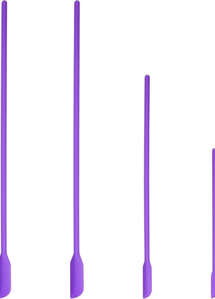 4pcs Mini Silicone Spatula Set, 3 Size Makeup Spatula Small Rubber Spatula for Thin Jar Skinny Openings Bottles, Tiny Scraper for Kitchen and Cosmetic, Multipurpose Scraping Mixing Tools (Purple)