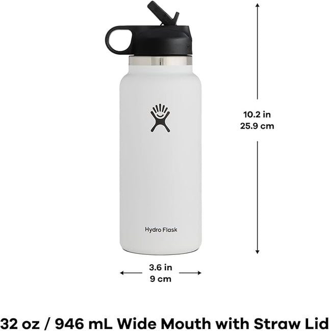 Hydro Flask 32 oz Wide Mouth Straw Lid White