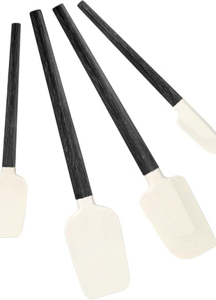 Silicone Spatula Set, Food Grade Rubber Spatula-4 Piece Nonstick Rubber Spatulas, Spoonula, Jar Scraper for Cooking, Baking, Mixing, Frosting - Heat Resistant Up to 600°F (Spatulas-Black)