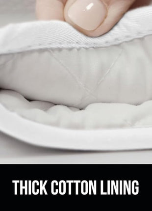 GORILLA GRIP BPA-Free Soft Silicone Oven Mitts and Pot Holders Sets of 4, Heat Resistant Waterproof Cooking Gloves, Thick Cotton Lining, Flexible Gripping for Baking Grilling, Kitchen Trivets, White