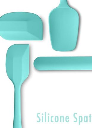 4 Piece Silicone Spatula Set, Flexible Heat Resistant Non-scratch Baking Cooking Rubber Spatulas with Stainless Steel Core, Aqua Sky