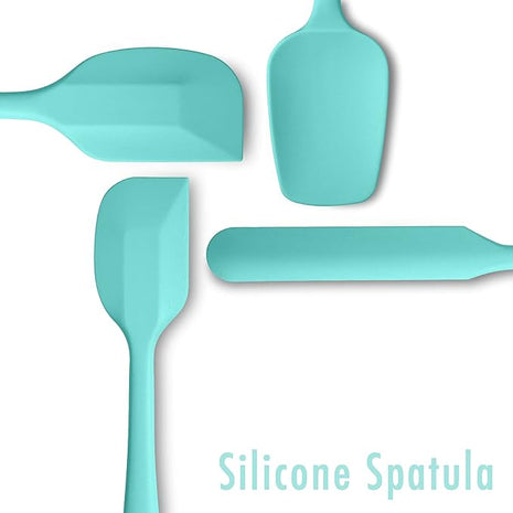 4 Piece Silicone Spatula Set, Flexible Heat Resistant Non-scratch Baking Cooking Rubber Spatulas with Stainless Steel Core, Aqua Sky