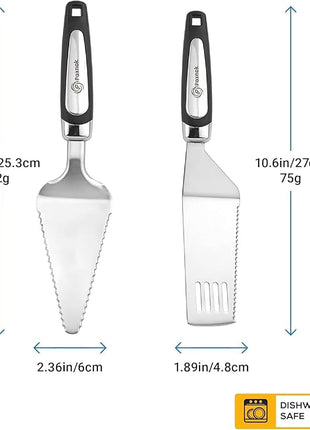 Pie Server Spatula and Cake Slicer Set with Luxury Gift Box, Black Stainless Steel Set - Kitchen Essentials for Cutting & Serving Desserts, Lasagna-Great for Anniversary, Christmas Spatula pie gadgets