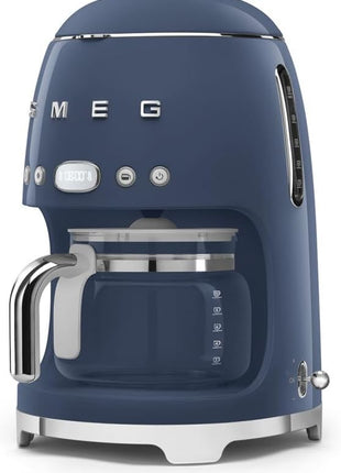 Smeg 50's Retro Style Aesthetic Drip Coffee Machine with 10 Cup Glass Carafe, Auto Start Feature, Keep Warm Plate, and Two Coffee Strength Settings (Navy Blue)
