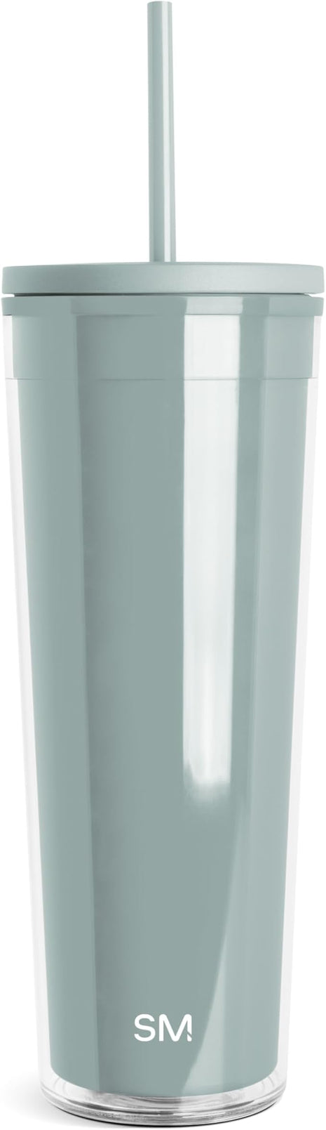 Simple Modern Plastic Tumbler with Lid and Straw | Reusable BPA Free Iced Coffee Cups Double Wall Smoothie Cup | Gifts for Women Men Him Her | Classic Collection | 24oz | Sea Glass Sage