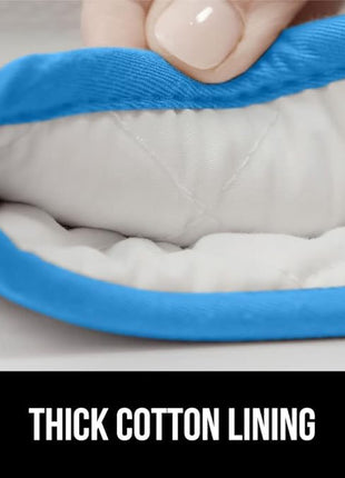 GORILLA GRIP BPA-Free Soft Silicone Oven Mitts, 14.5x8.3, Heat Resistant and Waterproof Cooking Gloves, Thick Cotton Lining, Flexible Gripping for Baking Grilling, Kitchen Potholders Set of 2, Aqua