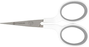 Westcott 4" Embroidery Scissors with Curved Titanium-Bonded Blades for Flush Trimming, Crafting, Sewing & More (White/Gray)