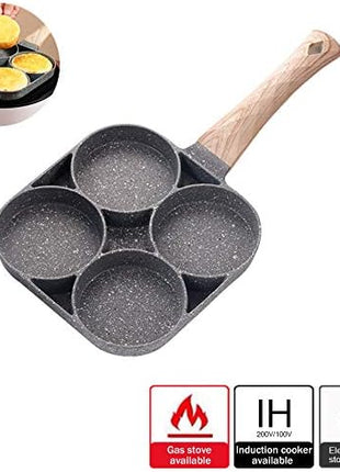 4 Egg Frying Pan,Pancake Omelette Pan,Cooker Pans 4-Cups Non-stick Cookware Aluminium Alloy Fried Divided Egg Cooker, Burger Pan for Breakfast,Pancake,Poached Egg1