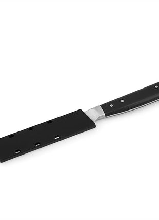 KitchenAid Gourmet Forged Triple Rivet Fine-Edge Utility Knife with Custom-Fit Blade Cover, 4.5-inch, Sharp Kitchen Knife, High-Carbon Japanese Stainless Steel Blade, Black