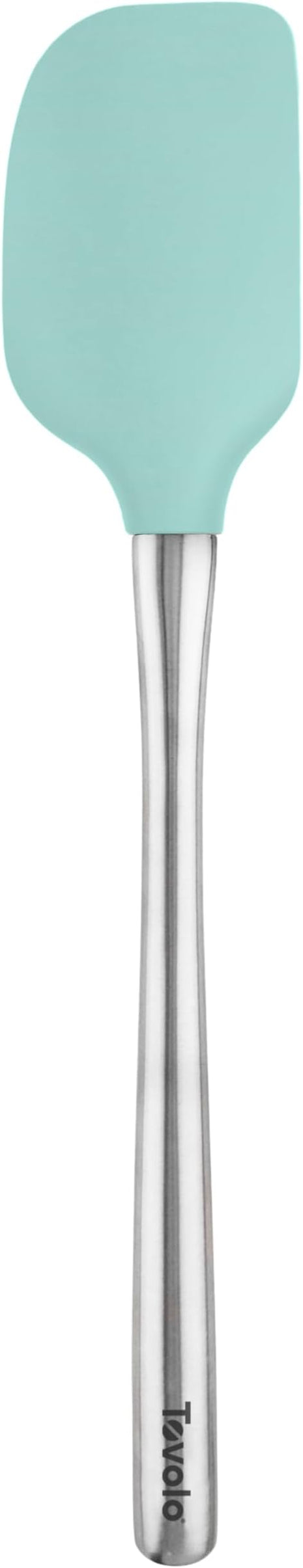 Tovolo Flex-Core Stainless Steel Handled Spatula Heat-Resistant & BPA-Free Silicone Turner Head, Cast Iron & Non-Stick Cookware, Dishwasher-Safe, Aqua