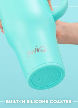 Swiglife 40oz Mega Mug, 40oz Tumbler with Handle and Straw, Extra Large Insulated Tumblers, Cup Holder Friendly Travel Mug (Mahjong)