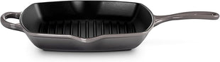 Le Creuset Enameled Cast Iron Signature Square Skillet Grill, 10.25", Oyster