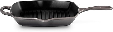 Le Creuset Enameled Cast Iron Signature Square Skillet Grill, 10.25", Oyster