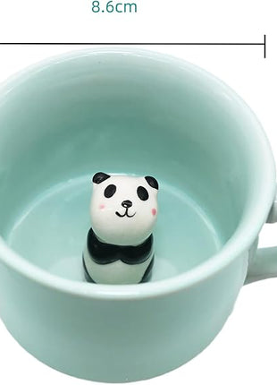 ZaH 3D Mug Animal Inside Cup Cartoon Ceramics Figurine Teacup for Boys Girls Kids Women Men Coffee Mug (8 oz Panda)
