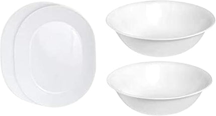 Corelle 12-1/4-Inch Serving Platter, Winter Frost White - 2-Pack with 2-Quart Serving Bowl, Winter Frost White 2PK - Set of 4