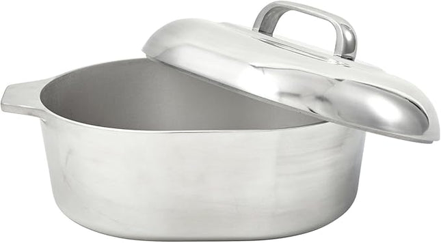IMUSA USA Heavy Duty Cajun Oval Aluminum Roaster 15, Silver