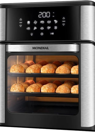 Air Fryer Oven 1800W, 12.7QT Capacity, Touchscreen Panel, Automatic Shut-Off – Black & Stainless Steel – Mondial