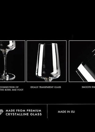 Krosno White and Sparkling Large Wine Glasses Drinking | 4 Pieces Set 13.5 fl oz | Infinity Collection | Elegant | Cocktail Crystal Set Wedding Gift | Lead-Free Glass | Homes, Restaurants & Kitchen