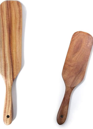 Spurtle Set, Natural Acacia Wooden Kitchen Utensils Set of 2, Wooden Spoons Utensils for Cooking, stirring, Mixing, Serving, spurtles kitchen tools as seen on tv for NonSick Cookware