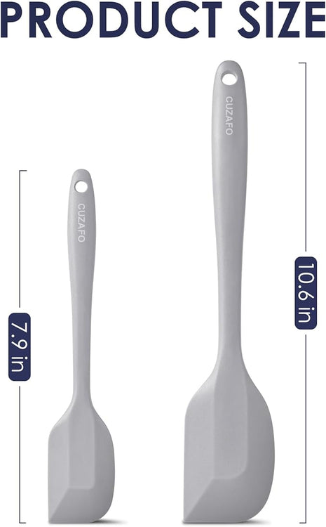 Heat Resistant 600℉ Silicone Spatula, Turner Mixing Spatulas set BPA Free Dishwasher Safe for Nonstick Cookware, Grey