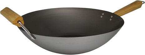 Imusa 14in Carbon Steel Wok with Wood Handles