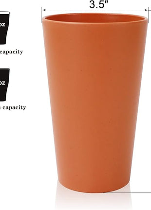 Homienly Wheat Straw Cups Plastic Cups Unbreakable Drinking Cup Reusable Dishwasher Safe Water Glasses Plastic Stackable Water Tumblers in Multi color(20 OZ 8 PCS)