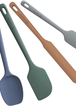 4 Pieces Silicone Spatula Set, Food Grade Rubber Spatula, Upgrade Strong Handle with Ergonomic Grip, Heat Resistant for Nonstick Cookware, Cooking